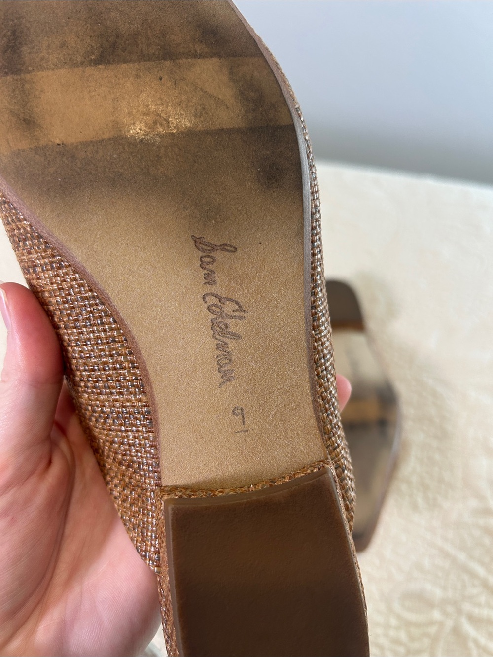 Sam Edelman Brown Woven Pointed Mules with Pearl Flower - Picture 7 of 7